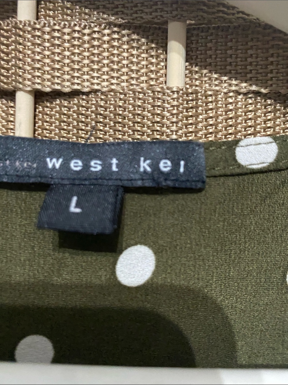West Kei Olive Green Polka Dot Faux-Wrap Blouse - Picture 3 of 4